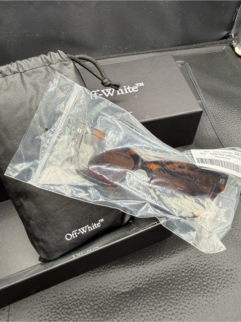 Off-White Brown Tortoiseshell Rectangular Sunglasses